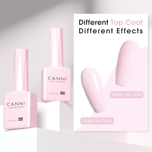 Image of CANNI 9ml Soft Peach Pink Gel Nail Polish, High Gloss UV LED Soak Off Gel