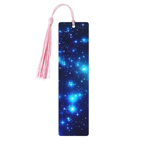 ブルーシャイニングスター木製ブックマーク DIY ウッドクラフト しおり 木製ハンギングタグ カラフルなタッセル付き 木製ギフトタグ ラベル 本好きへの珍しいギフト 男性 女性