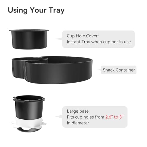 Image of [2 Pack] Car Seat Cup Holder Snack Tray Black, Toddler Travel & Road Trip Essentials Accessory for Mess-Free Snacking in The Car,Travel Tray for Kids Car Seat