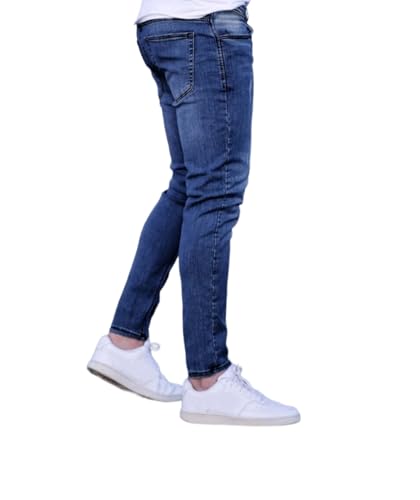 Men's Cat Scratch Design, Skinny Denim Jeans Dark Wash2