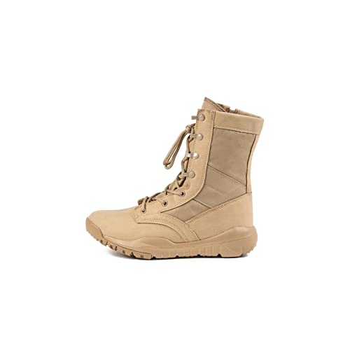 WALFREW Mens Boots Summer Breathable Military Tactical Side Zipper Desert Combat Ankle Boots