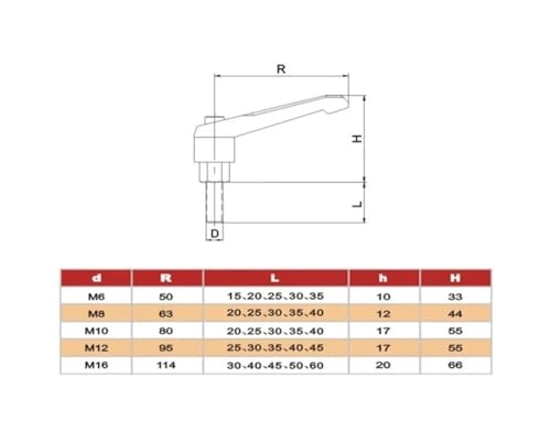 1PC M4 M5 M6 M8 M10 Clamping Lever Machinery Adjustable Handle Locking External Male Thread Knob Metal Screws (Color : M10X25)