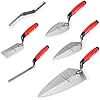 Goldblatt 6PCS Masonry Hand Tool Set - 11" x 5-1/2" Philadelphia Brick Trowel, 2PC Pointing Trowel, 5" x 2" Margin Trowel, 1/2" Tuck Pointing Trowel, 5/8” x 1/2” Convex Brick Jointer