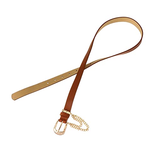 NOLITOY Stylish Mens Chain Belt Jeans Belt Pu Fashionable Waist Dress Accessory Buckle