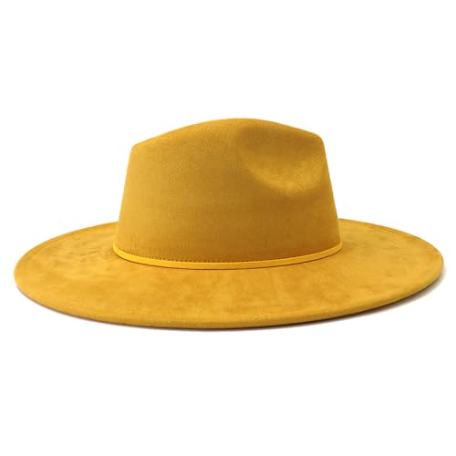Image of Fedora Hats for Women Man with Big Wide Brim Classic Suede Panama Hat Western Outdoor hat