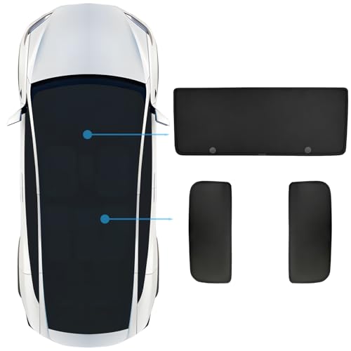Image of REEVAA 2025 Upgrade Tesla Model X Sunshade Roof [No Gaps, No-Sagging] Tesla X Accessories Heat Insulation Glass Sunroof Cover for Model X 2019-2025, Black