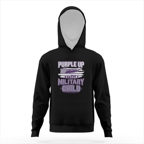 Purple Up Month of Military Child Kids Air Force US Flag Hoodies for Teen Girls Boys Kangaroo Pocket Sweatshirt3