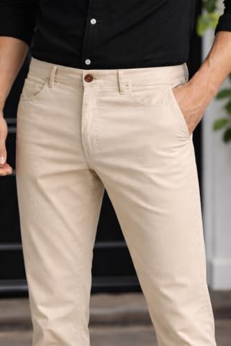 Image of Louis Philippe Men's Slim Fit 5 Pocket Made of Stretch Fabric Solid Casual Trouser