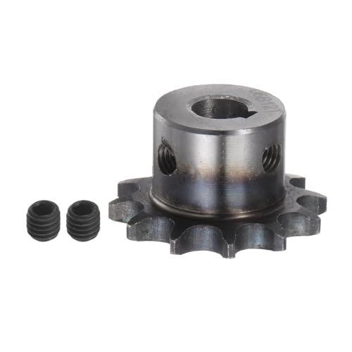 Kozelo DIN/ISO 06B Rollenkettenrad 12Z [ 10mm Bohrung x 3/8 Teilung ] Motorantriebszahnrad für Maschinen, A3 Kohlenstoffstahl, Silberton