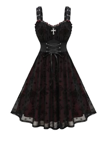 Rosegal ärmelloses Vintage-Kleid für Damen, Übergröße, Gothic-Stil, Schwarz_1, 2X