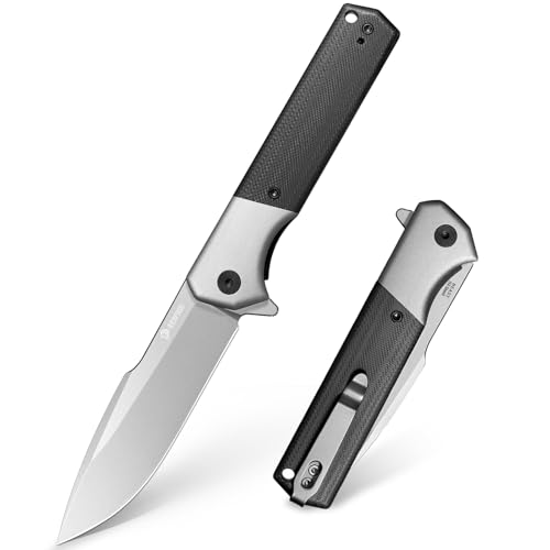 NedFoss BEAST Folding Pocket Knife, 3.96" D2 Steel Tactical Knife with Lightweight Aluminum Bolster & G10 Handle, Liner Lock, Reversible Clip for Everyday Carry Outdoor Use