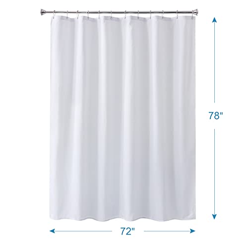 Image of Amazer White Long Shower Curtain Liner Washable, 72 x 78 Inches, Fabric Shower Liner with 2 Bottom Stones, Waterproof 2-in-1 Shower Curtain and Liner, 12 Grommet Holes, Hotel Quality, White