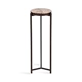 Kate and Laurel Aguilar Modern Drink Table, 9 x 9 x 23, Brass with Clear Glass, Detailed Glass Accent Table for Small Spaces