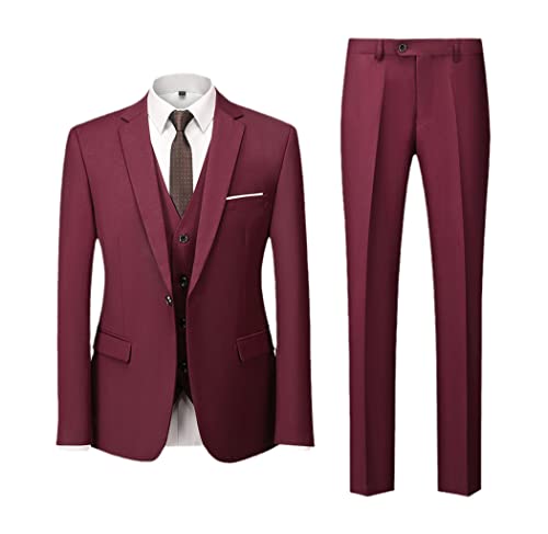 Costume homme bordeaux 3 pièces pour rester élégant sans effort en taille S
