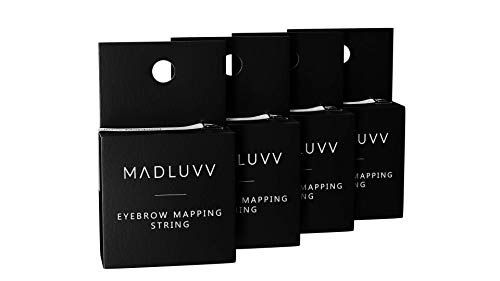 MADLUVV Mapping String – Black Pre-Inked Brow Mapping String for Microblading & PMU – Professional Cosmetic Grade String Mapping Tool for Eyebrow Shaping – Hypoallergenic & Cruelty Free – 4 Pack