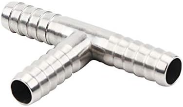 Beduan Stainless Steel 3/8" Hose Barb, 3 Way Tee T Shape Barbed Co2 Splitter Fitting