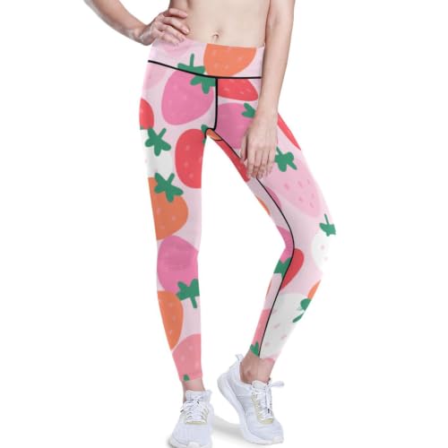 Leggings de yoga para mujer rosas con dibujos animados y control de abdomen XS-XXL