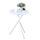 Tables basses LQ Table D'appoint en Fer Blanche Ronde Table À Thé Ronde Salon Balcon Petit Appartement Canapé 45 * 56.5cm