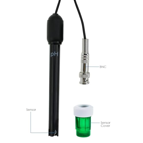 TEKCOPLUS Water PH Meter 0-14 Probe BNC Connector, 300cm Cable for PH Meter Monitor Controller Test Sensor, Kit for Aquarium Hydroponics Plant Pool Spa