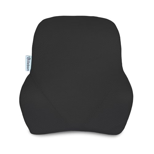 Image of Billebon Car Seat Back Support Cushion | Gel Infused Memory Foam Backrest Lumbar Support Cushion for Comfortable Long Drive & Back Pain Relief | Black | Ergonomic Support | Travel Office Home Use