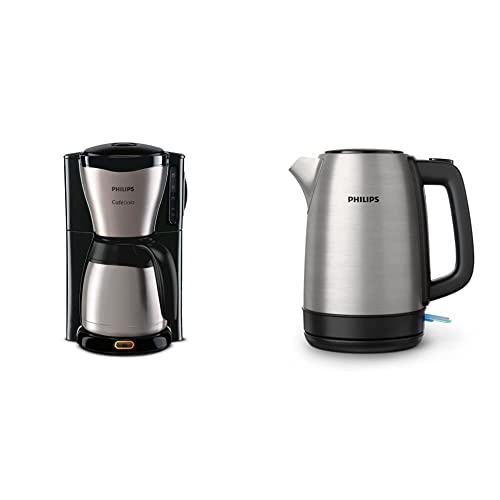 Philips Machine à Café Filtre - Verseuse Isotherme 1.2 L, Jusqu'à 15 Tasses, En Inox & Philips Bouilloire Électrique - 1.7 L, Couvercle à Ressort et...