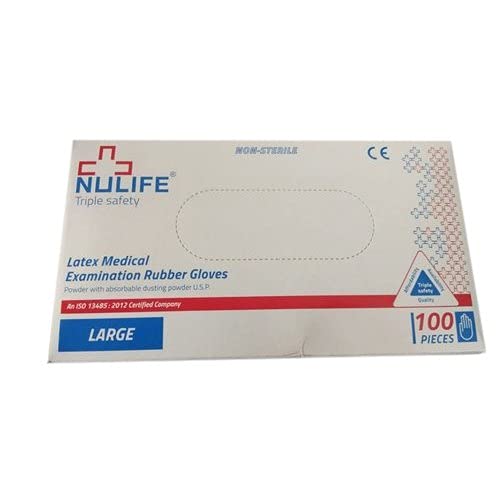 TrueSafe Non Sterile Powdered Nulife Latex Medical Examination Gloves Large (White) - 100 Pieces (B096KRGC7C) Amazon Price History, Amazon Price Tracker