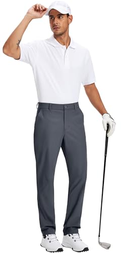 Tyhengta Men's Golf Pants 30"/32"/34" Lightweight Comfy Stretch Work Dress Pants Dark Grey 34Wx32L — view 3