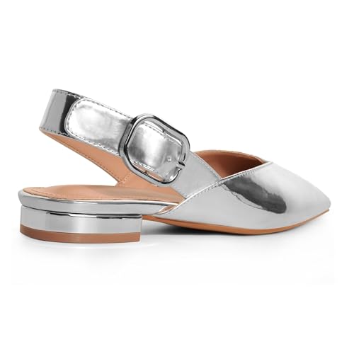 Image of Slingback Flat Shoes for Women Pointed Closed Toe Flat Mule Sandals Casual Comfortable Office Dressy Shoes