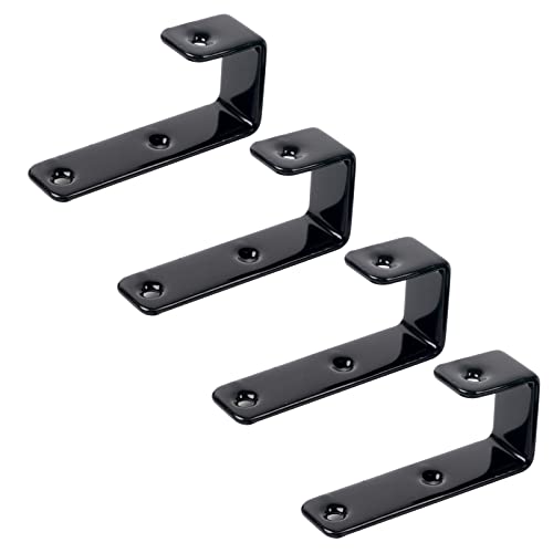 MDPLY 4 Pack Bunk Bed Ladder Hooks Inside Width 1 Black PVC Coated Metal Bunk Bed Replacement Hardware Brackets J Heavy Duty RV Ladder Tool with 2 Size Mounting Screws