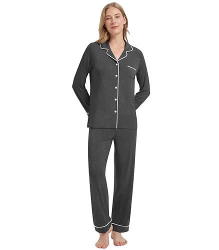 Image of WiWi Viscose from Bamboo Women's Pajamas Set Super Soft Button Down Top and Pants Sleepwear Cooling Pjs S-3X