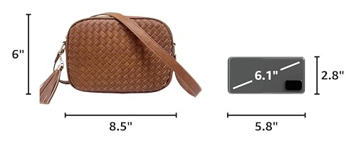 Image of AFKOMST Woven Crossbody Bag, Small Summer Purse and Boho Bag for Women | Vegan Leather, Roomy Space, 2.3L Capacity, fits iPad mini /Long Wallet /Kindle, Versatile for Daily Use /Casual /Date /Office