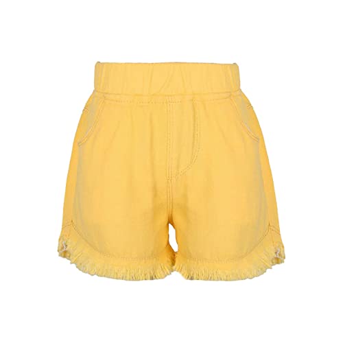 Girls Tassel Hem Denim Pants Kids Loose Fit High Waistband Hot Pants Summer School Wear
