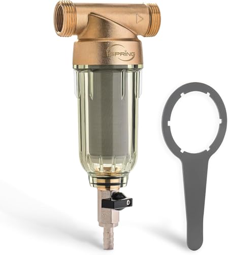 iSpring WSP-50 Reusable Whole House Spin Down Sediment Water Filter, 50 Micron Flushable Prefilter Filtration, 1