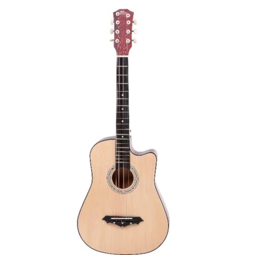 Image of Intern 38 Inch Acoustic Guitar for Beginners with Bag, Strap, Strings, Picks & Winder | Cutaway Design | Steel String Guitar for Kids & Adults. (Natural)
