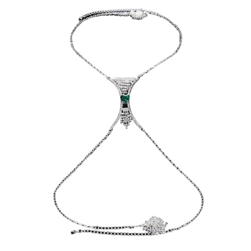 Body Chain Chest Chain Rhinestone Fringed Bra Chain Crystal Bikini Lingerie Woman Sexy Nightclub Clothing (Golden)