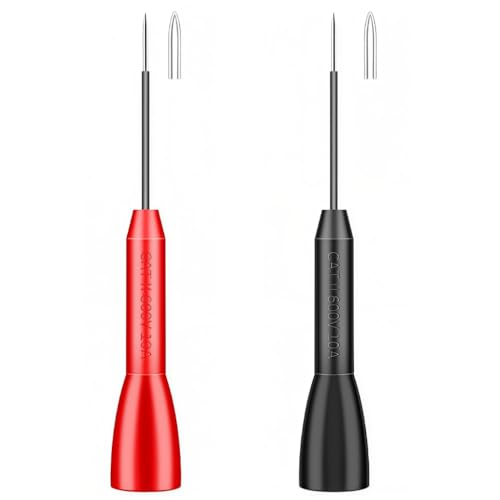 Image of STHIRA Automotive Test Probe Needles, 2Pcs Red & Black 0.2mm Signal Testing Pins for Car Electrical Diagnostics, 600V /10A Non-Destructive Insulation Wire Piercing Needle, Multimeter Circuit Probes