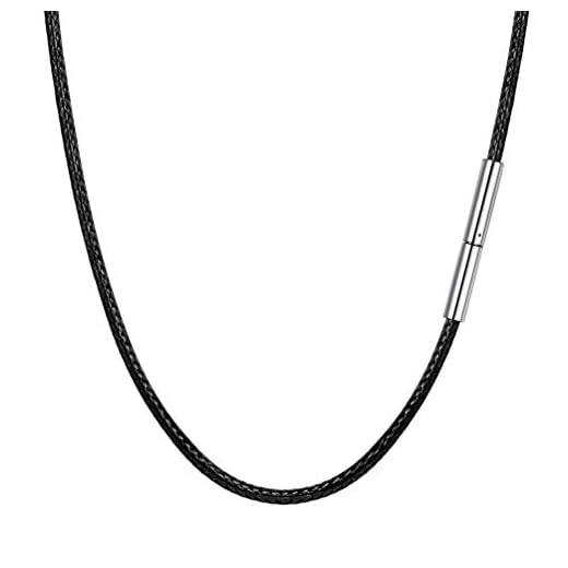 PROSTEEL Halsband/armband av konstläder, svart flätad läderkedja, läderrem, 2 mm/3 mm bredd, damer, herrar, kedja för hänge med lås av rostfritt stål, 41–76 cm e rostfritt stål, colore: 01 Ny typ: Svart-2 mm, cod. PSN4198G-20-EU