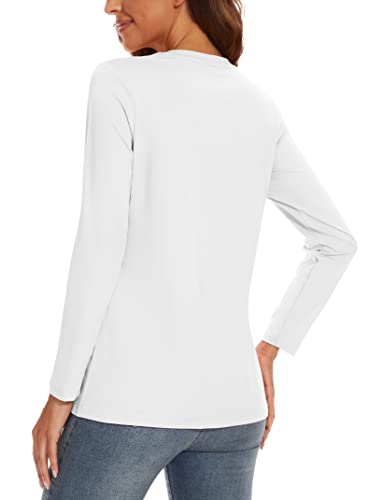 Magcomsen Long Sleeve Shirts For Women White T Shirts Lightweight Summer Tops Rash Guard Sun Protection Shirts Women Dry Fit Tshirts Running Shirts,S #TOP3