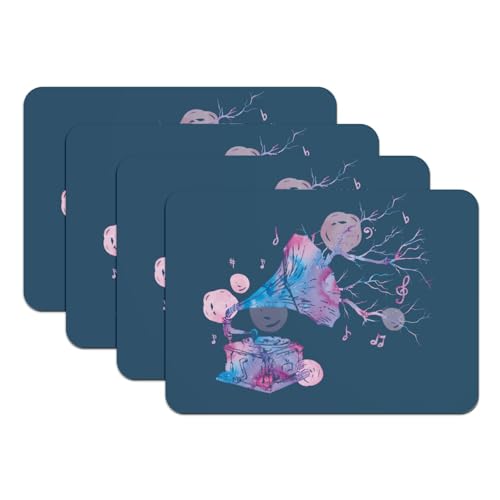 Sets de table en caoutchouc bleu phonographe pour repas design et moderne - 2