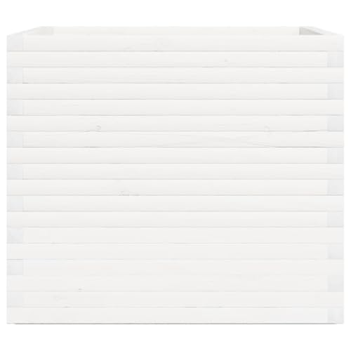 Vassoio Per Fioriera Aiuola Rialzata Piante Fiori Terrazza Giardino 80 X 80 X 72 Cm Legno Di Pino Massiccio Bianco 02_0037928 - 3