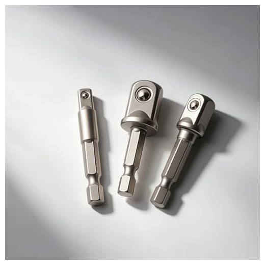 3pcs Steel Socket Adapter Set with Hex Shank (1/4", 3/8", 1/2") Drill Bit