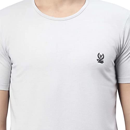 Image of Mack Jonney Men Round Neck Cotton Solid Regular Fit T-Shirt-T Anthraa 01-P