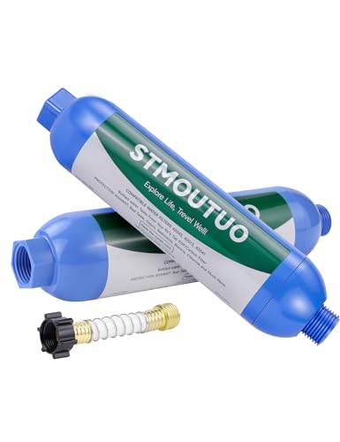 STMOUTUO RV Water Filter with Flexible Hose Protector -...