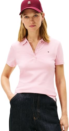 Tommy Hilfiger Polo piqué Fin 1985 pour Femme SS WW0WW43225 S/S, Rose (Rose Bonita), XL, Rose...