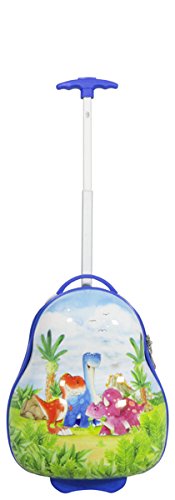 Reise Koffer Trolley für Kinder Mädchen Jungen mit Stabiler Hartschale aus Polycarbonat und tollem Motiv (Dinos, Größe S) Cover