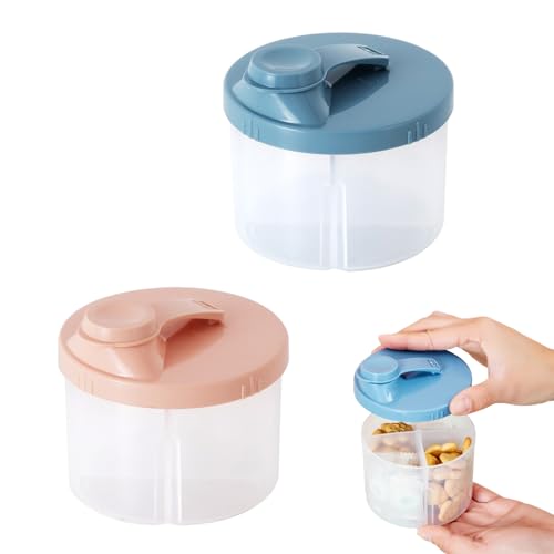 Esoes 2 dispensadores de leche en polvo para leche en polvo de bebé, dispensador de leche en polvo portátil para bebé, dosificador en polvo, dispensador de leche en polvo con dispensador giratorio,