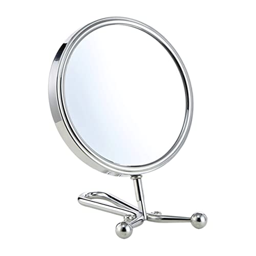 Espejo de Maquillaje Doble Cara Rotatorio para Mujer Plata