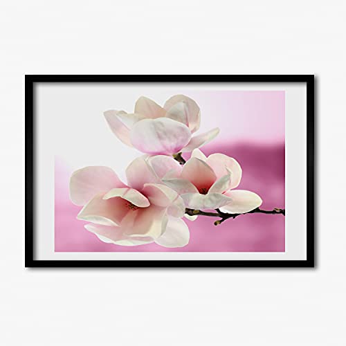 Peinture de magnolia sous cadre en bois moderne 60x40 pour affiche murale