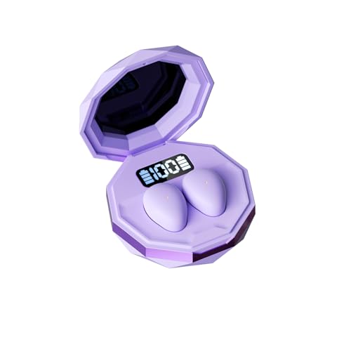 sunvito Schlafkopfhörer, Mini Kopfhörer zum Schlafen Kabellose Bluetooth 5.4 Flüssiges Silikon kopfhörer schlafenfür Seitenschläfer, Leistungsanzeig für Trainieren（Lila）