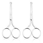YUXIANLB 2PCS Professional Grooming Scissors for Personal Care, Hair Cutting and Eyebrow Trimming, Nose Trimmer and Facial Hair Removal, Round Tip Design Stainless Steel Scissors (Silver)